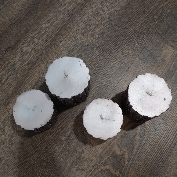 Festive tree bark textured candles, silver color, unburned - Picture 3 of 10